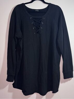 Torrid Black Lace Up Tunic Top Long Sleeve Plus Size 3X Goth Casual
